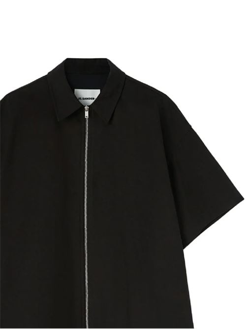 black cotton classic collar front zip Jil Sander | J47DL0138J45136001